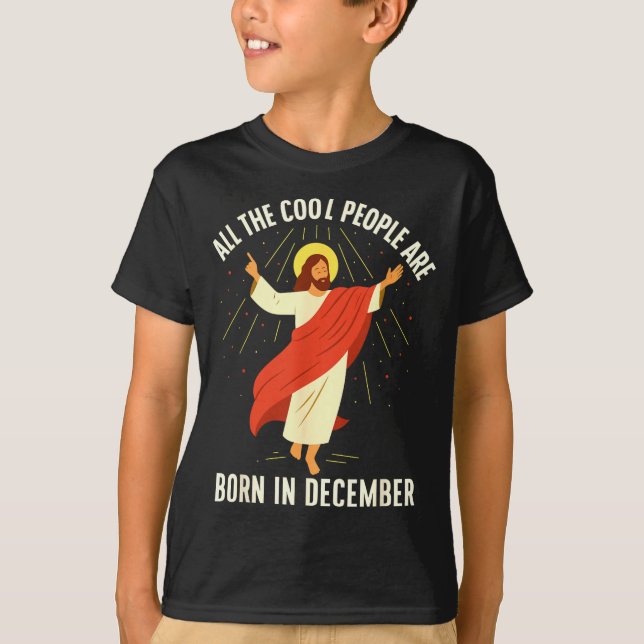 T-shirt Cool People Are Born In December Christian  (Devant)