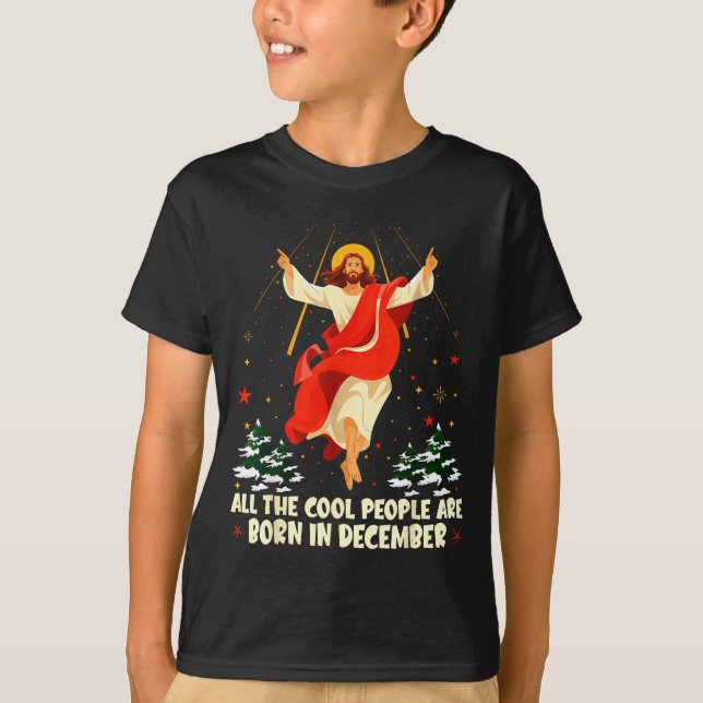 T-shirt Cool People Are Born In December Christian Christm (Devant)