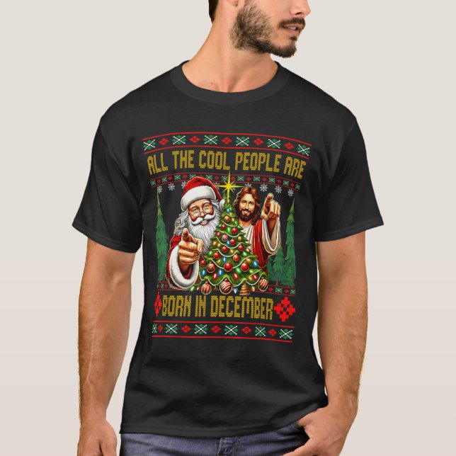 T-shirt Cool People Are Born In December Christian Christm (Devant)