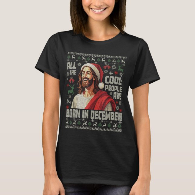 T-shirt Cool People Are Born In December Christian Christm (Devant)