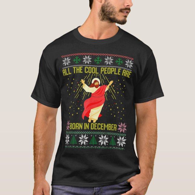 T-shirt Cool People Are Born In December Christian Christm (Devant)
