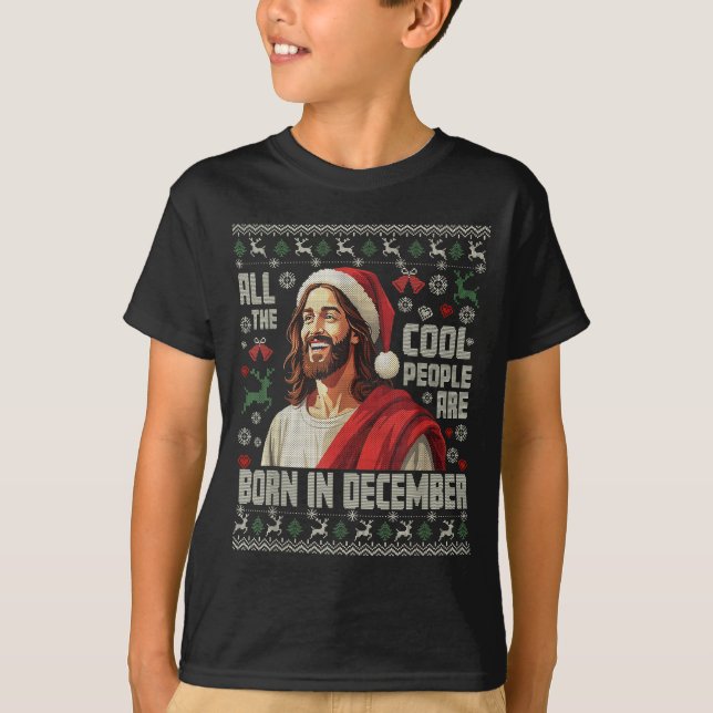 T-shirt Cool People Are Born In December Christian Christm (Devant)