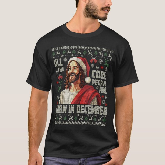 T-shirt Cool People Are Born In December Christian Christm (Devant)
