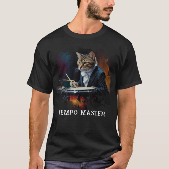 T-shirt *~* Cool percussionniste Cat AP91 MÉDICAMENT TUXÉD (Devant)