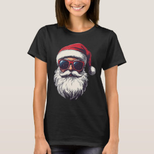 T-shirt Cool Père Noël Face Sungles Rétro hommes Noël