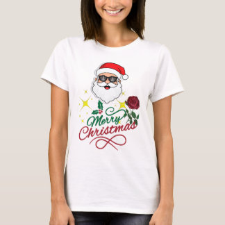 T-shirt Cool Père Noël Joyeux Noël avec Rose & Holly