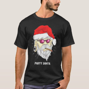T-shirt Cool Père Noël Portant Des Lunettes Fumer Des Ciga