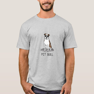 T-shirt Cool Pit Bull avec lunettes de soleil (blanc de br