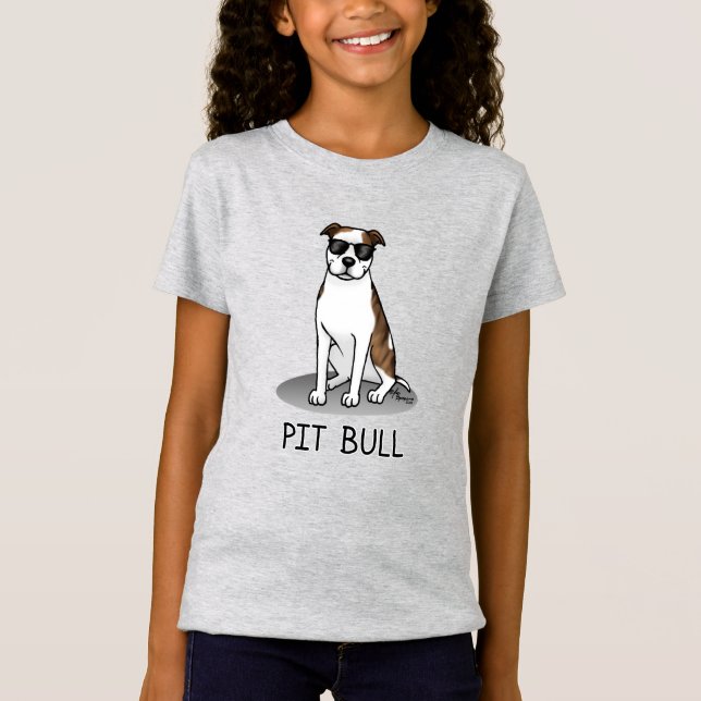 T-Shirt Cool Pit Bull et lunettes de soleil (lt brindle bl (Devant)
