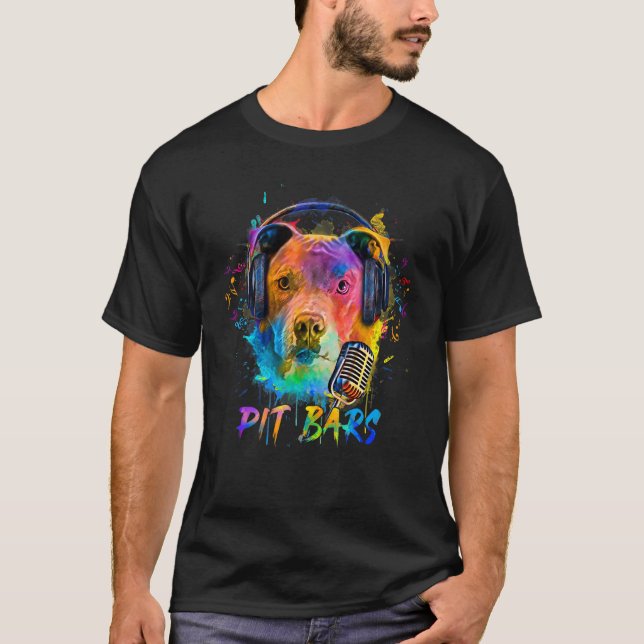T-shirt Cool Pitbull Rapper Chien Fans de musique (Devant)