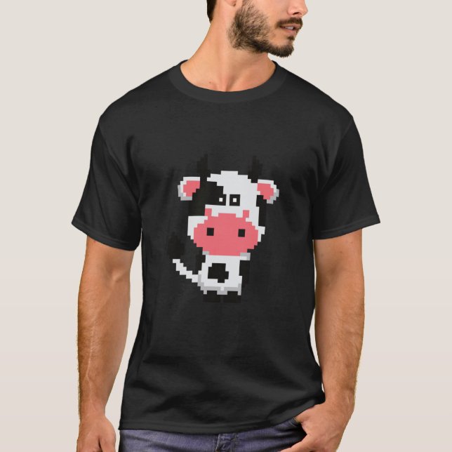 T-shirt Cool Pixel Cow Farm Farmer (Devant)