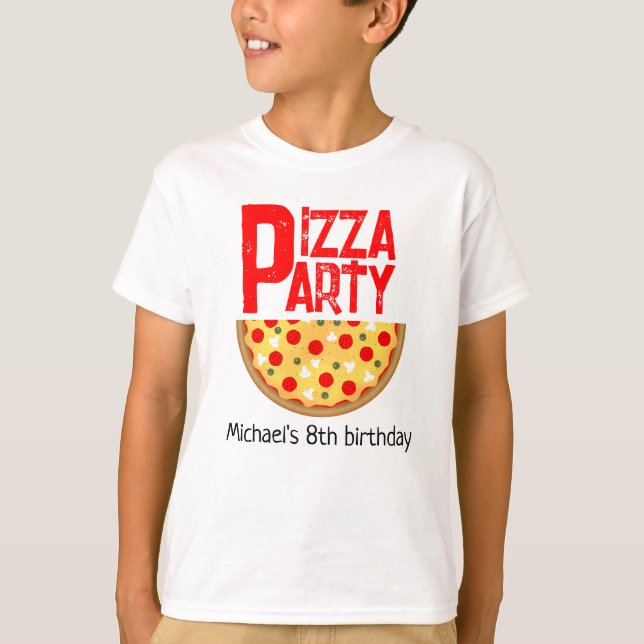 T-shirt Cool plaisir pizza fête anniversaire de enfant (Devant)