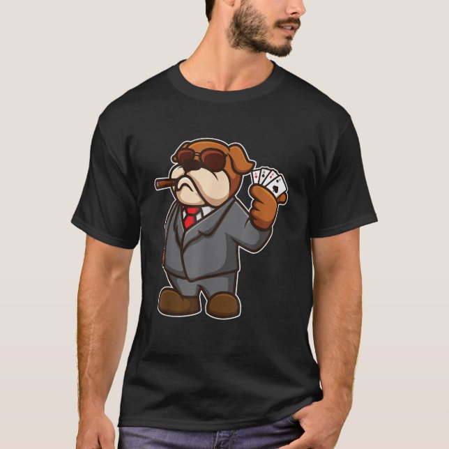 T-shirt Cool Poker Chien Cigar Lunettes de soleil Jouer Ca (Devant)