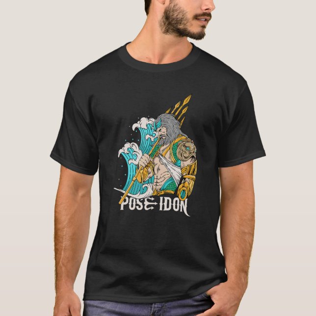 T-shirt Cool Poseidon Dieu de la mer dans la relique grecq (Devant)