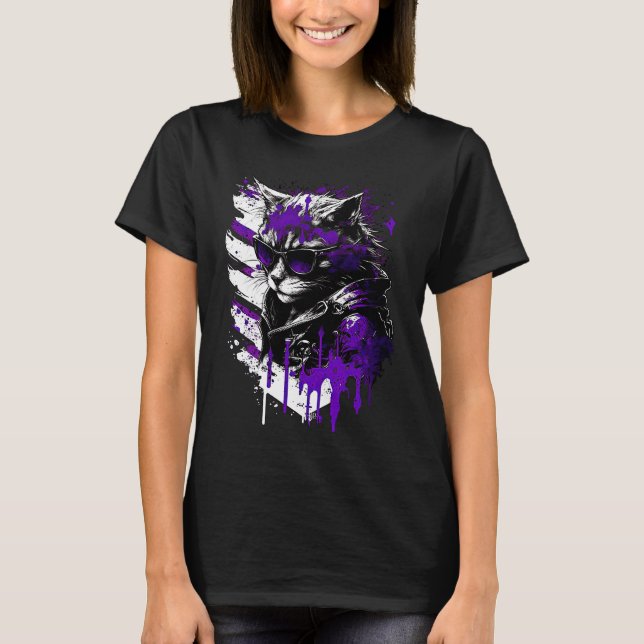 T-shirt Cool Pride Asexuelle subtile Chat Art Ace Pride Ch (Devant)