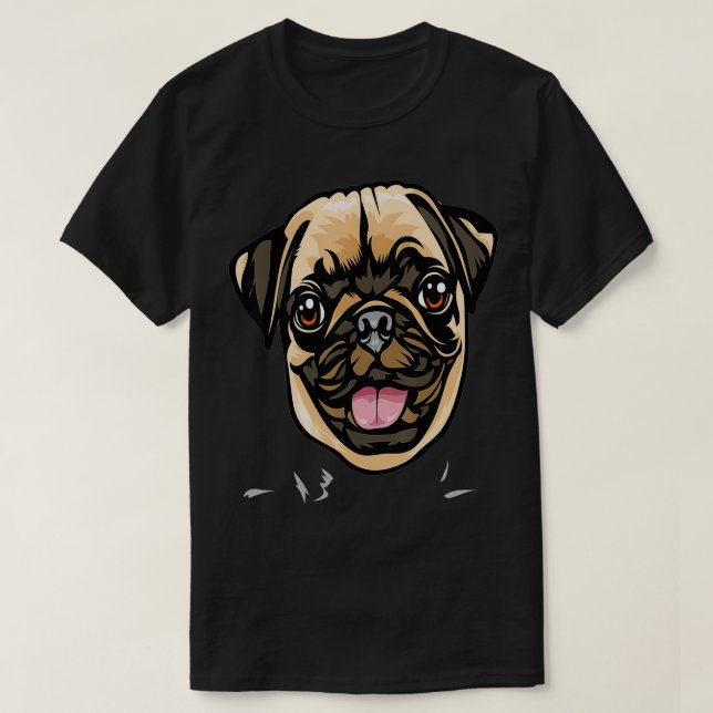 T-shirt Cool Pug Dog Face  (Design devant)