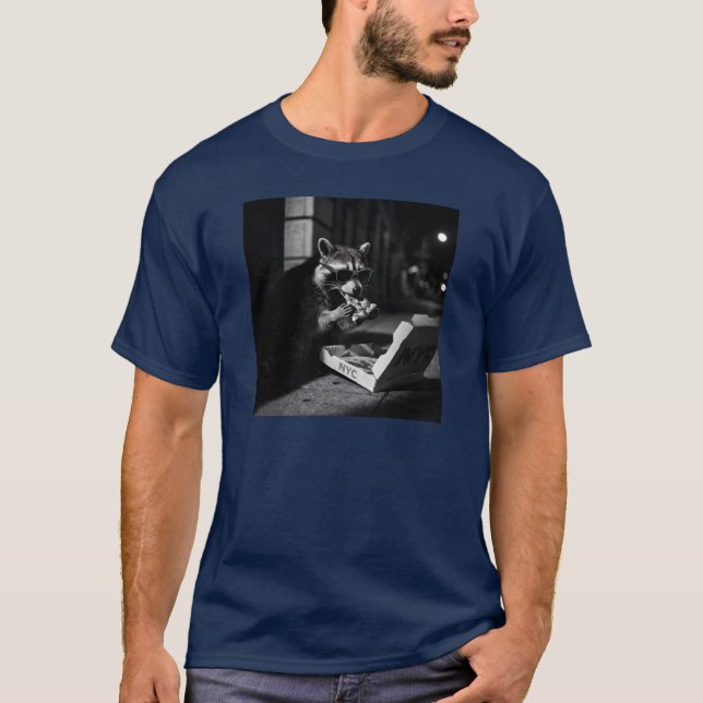 T-shirt Cool Raccoon Eating Pizza  (Devant)