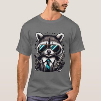 T-shirt Cool Raccoon Gangster Funny Animal en costume