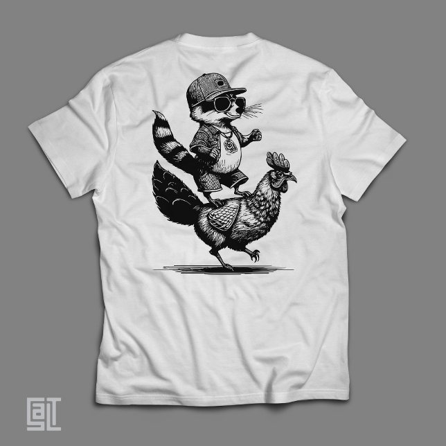 T-shirt Cool Raccoon Riding a Chicken  Funny Urban Animal  (Créateur téléchargé)