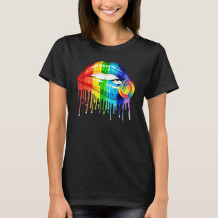 T-shirt Cool Rainbow Lips Biting Candy Lgbt Les Gay pride