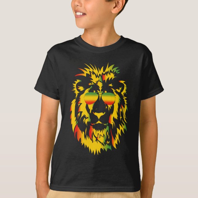 T-shirt Cool Rasta Lion Dark Kids (Devant)