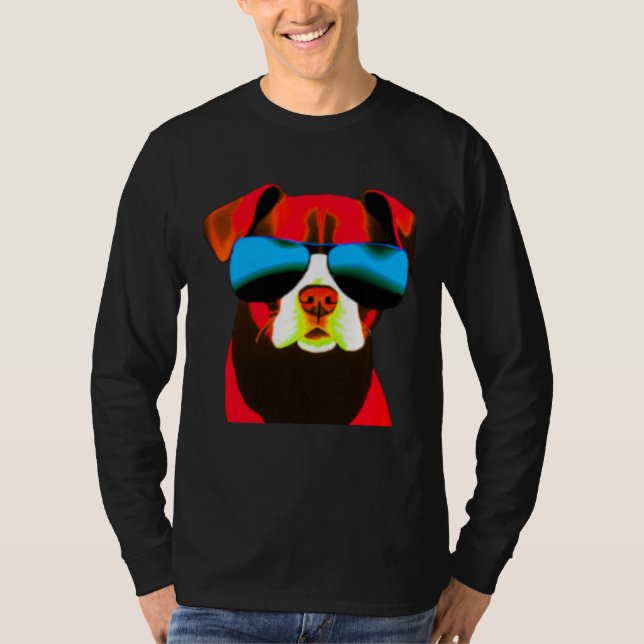 T-shirt Cool Red Dog Wearing Sunglasses  1 (Devant)