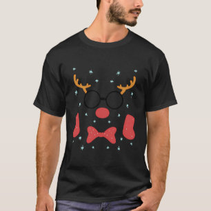 T-shirt Cool Reindeer Rudolph Red Nez Visage Noël Partie