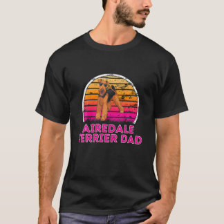 T-shirt Cool Retro Airedale Terrier Papa - Père Amoureux d