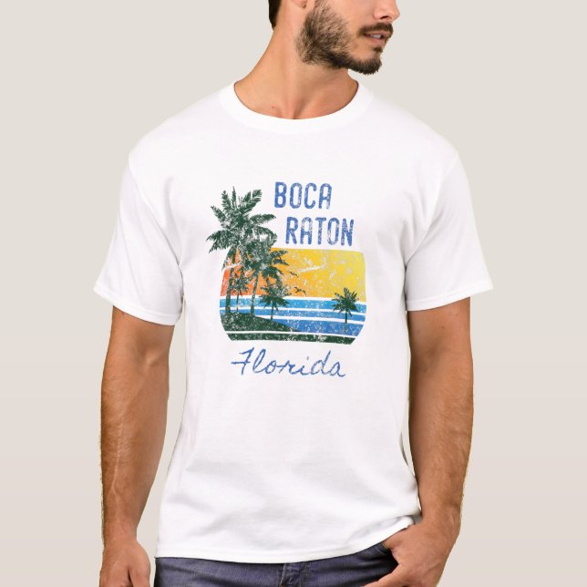 T-shirt Cool rétro Boca Raton FL Suns en palmier désorgani (Devant)