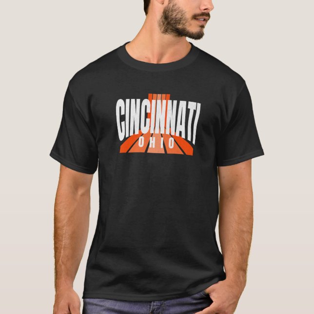 T-shirt Cool Retro Cincinnati OrangeBlack Cincinnati OH Fa (Devant)