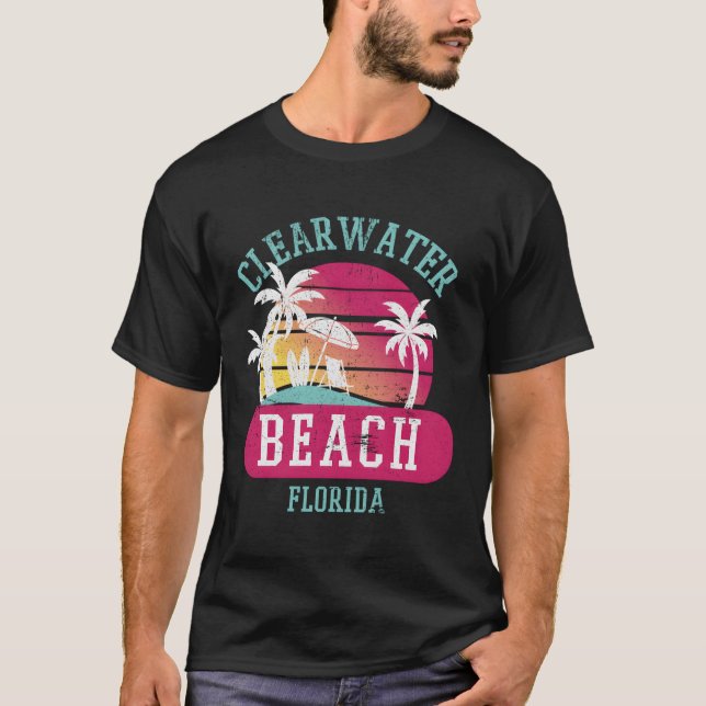 T-shirt Cool rétro Clearwater Beach Original Floride Sunse (Devant)