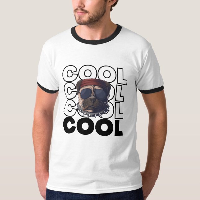 T-shirt cool Retro Dog Ringer 🐶 | Décontracté lib (Devant)