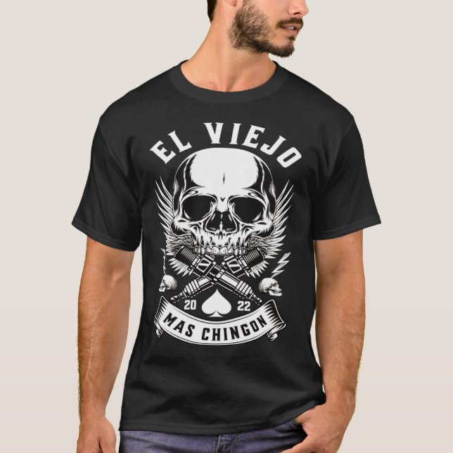 T-shirt Cool Retro El Viejo Mas Chingon Cool Old Man for H (Devant)