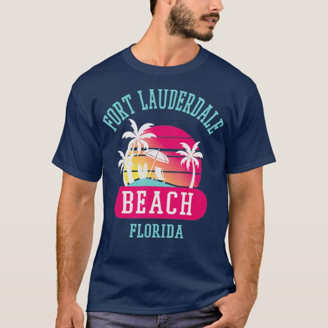 T-shirt Cool Rétro Ft Lauderdale Mens FL Plages (Devant)