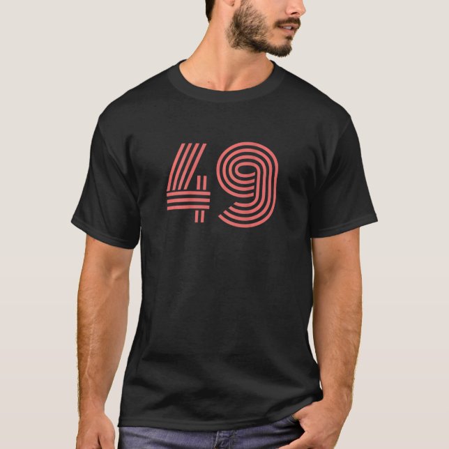 T-shirt Cool Retro Lettering Jersey Back Number 49 Fourtyn (Devant)
