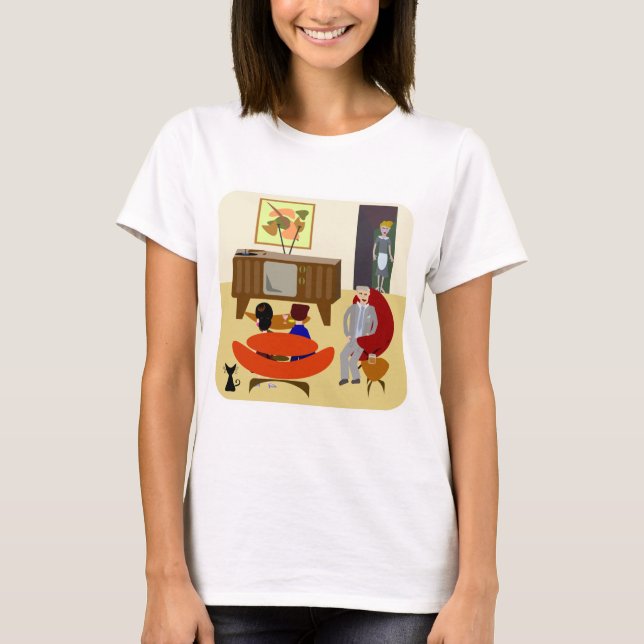 T-shirt Cool Retro Living Characters at Home Art design (Devant)