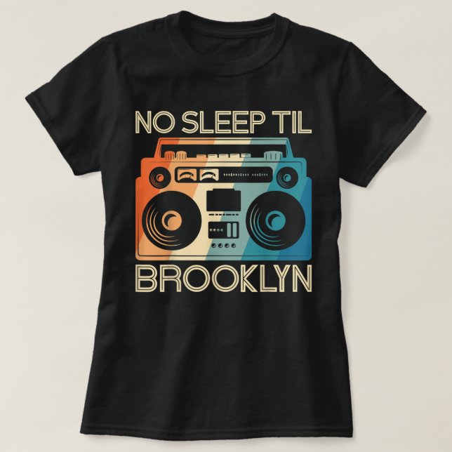 T-shirt Cool Retro No Sleep Til Brooklyn, Old School Porta (Design devant)