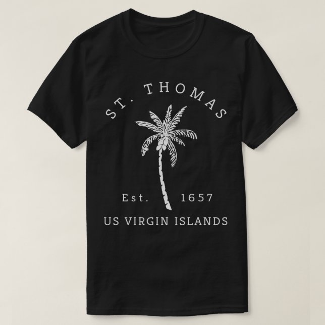 T-shirt Cool rétro St Thomas USVI Beach Palm Tree (Design devant)
