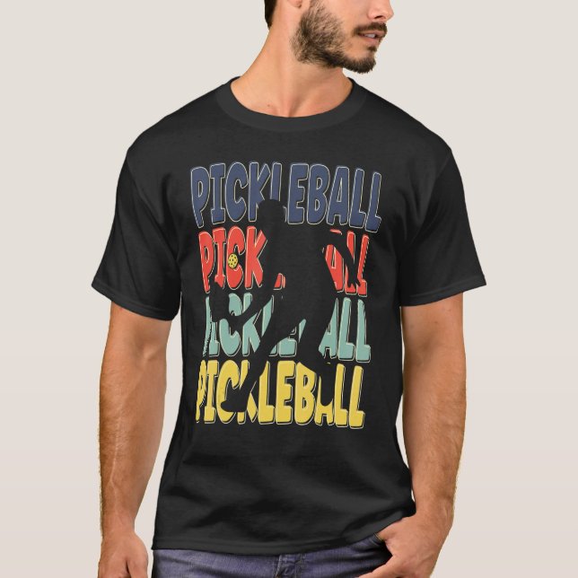 T-shirt Cool Retro Texte Silhouette Pickleball (Devant)