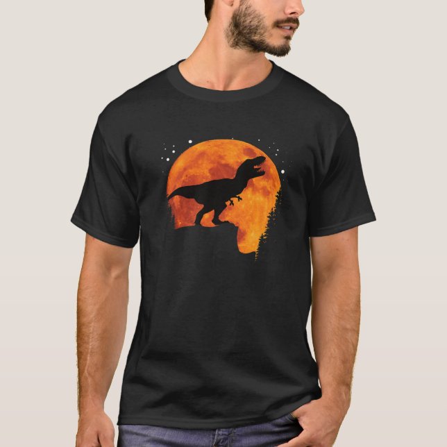 T-shirt Cool Rex Dinosaur Saurus Moon World Earth Silhouet (Devant)