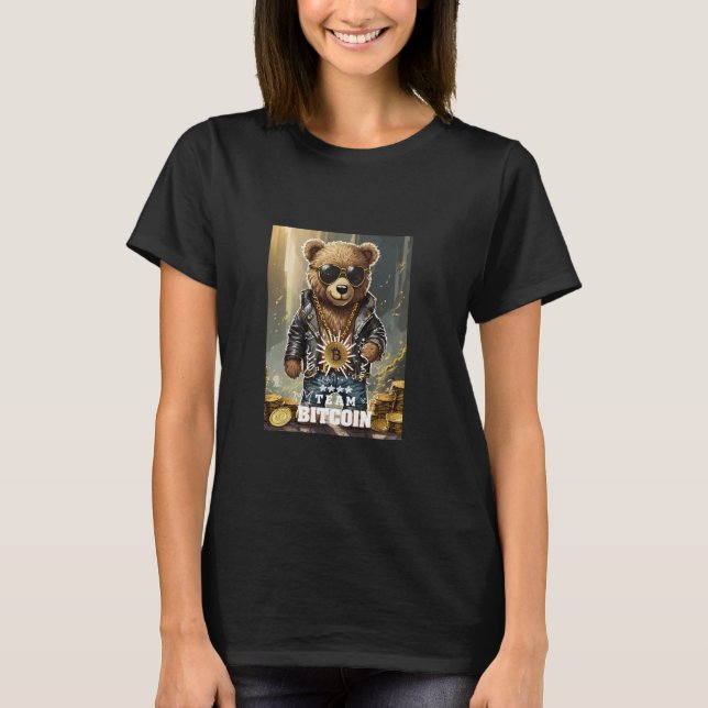T-shirt Cool Rich Bitcoin Teddy Bear Illustration (Devant)