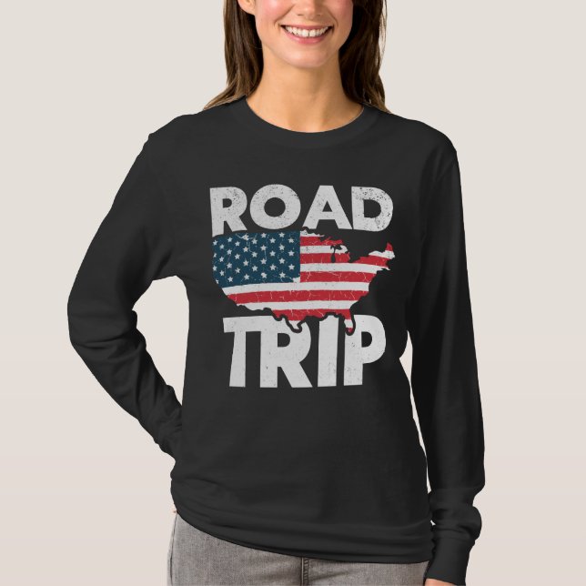 T-shirt Cool Road Trip American Traveler USA Travel (Devant)