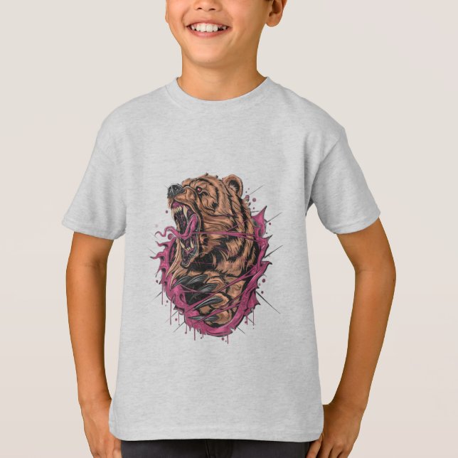 T-Shirt Cool Roaring Bear Boys (Devant)