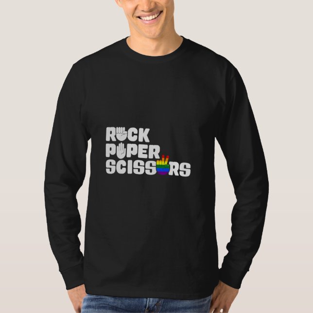 T-shirt Cool Rock Paper Scissors Lesbian LGBTQ Pride (Devant)