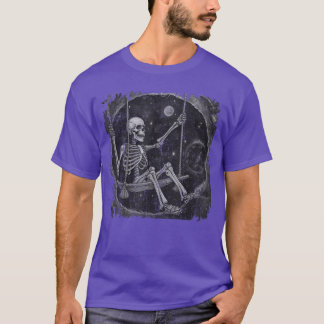 T-shirt Cool Rock Sur Skeleton Moon Cool Rock Emo Punk Got