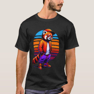T-shirt Cool Rouge Panda Moderne Style urbain Coucher de s