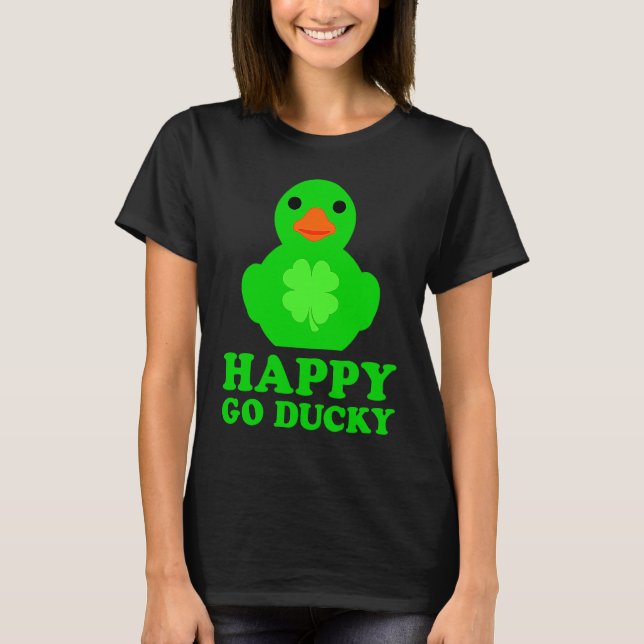 T-shirt Cool Rubber Duck Lover Lucky Go Ducky Funny St Pat (Devant)