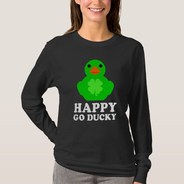 T-shirt Cool Rubber Duck Lucky Go Ducky St Patrick's Day   (Devant)