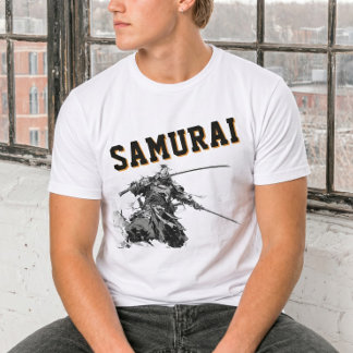 T-shirt Cool Samurai Ink Wash Painting Japanese Warrior