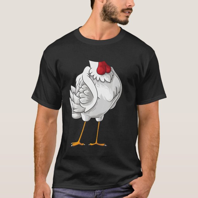 T-shirt Cool sans tête poulet Halloween Costume drôle Lazy (Devant)